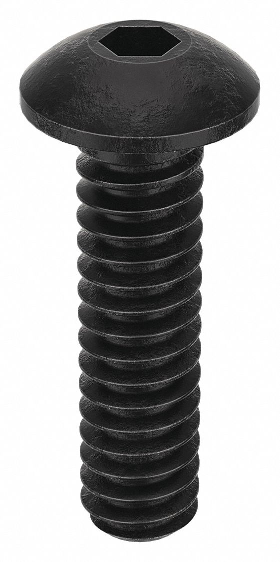 Socket Head Cap Screw: #4-40 Thread Size, 7/16 in Lg, Button, Black Oxide, Alloy Steel, 100 PK