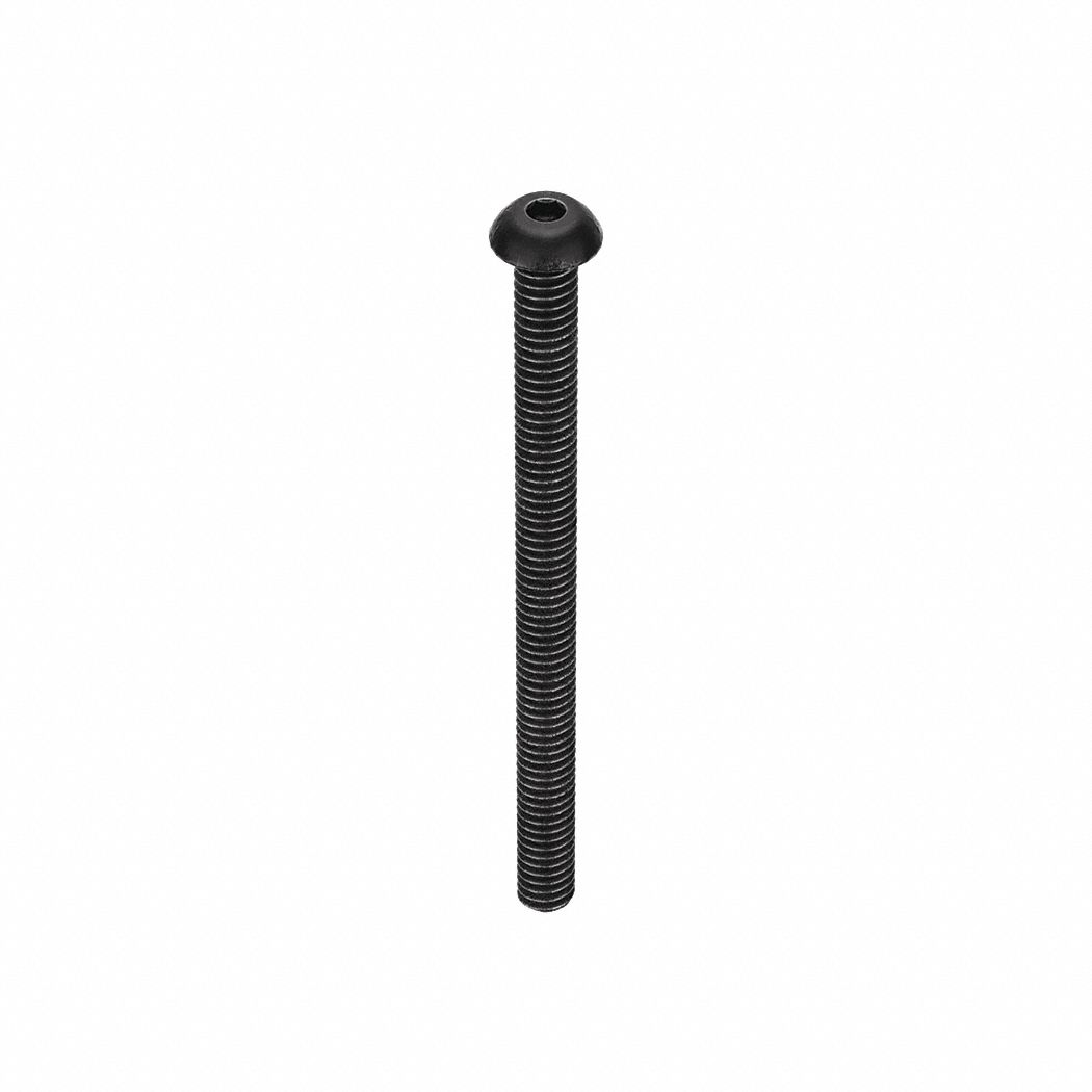 Socket Head Cap Screw: 1/4"-20 Thread Size, 3 1/2 in Lg, Button, Black Oxide, Alloy Steel, 25 PK