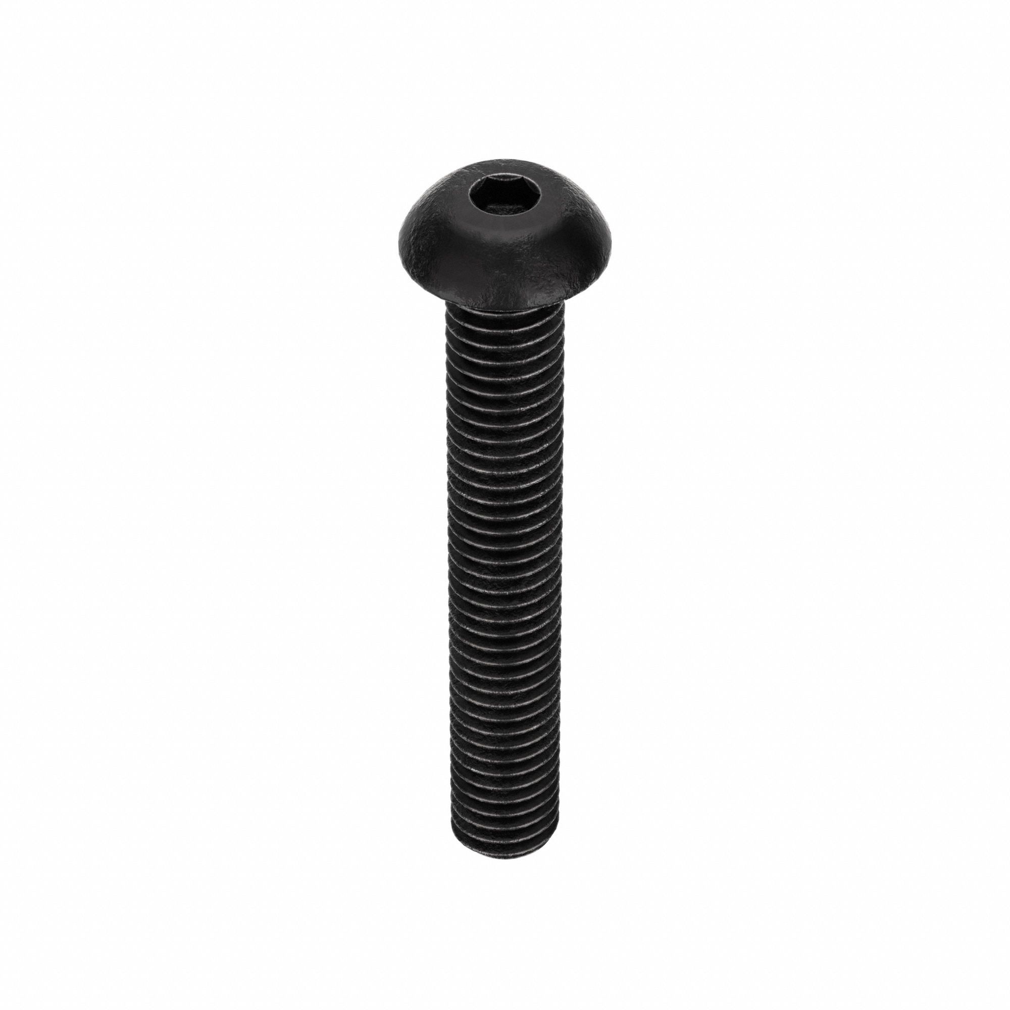 Socket Head Cap Screw: 3/8"-16 Thread Size, 2 1/2 in Lg, Button, Black Oxide, Alloy Steel, 25 PK