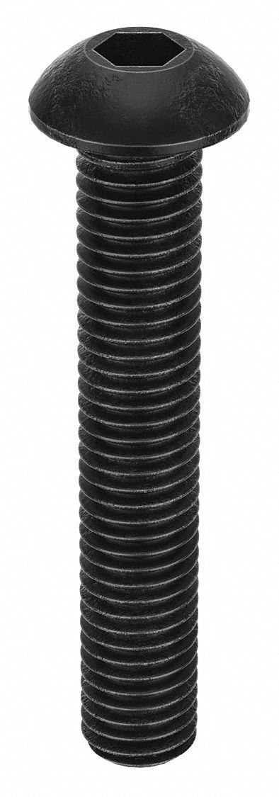 Socket Head Cap Screw: 1/2"-13 Thread Size, 3 in Lg, Button, Black Oxide, Alloy Steel, 5 PK