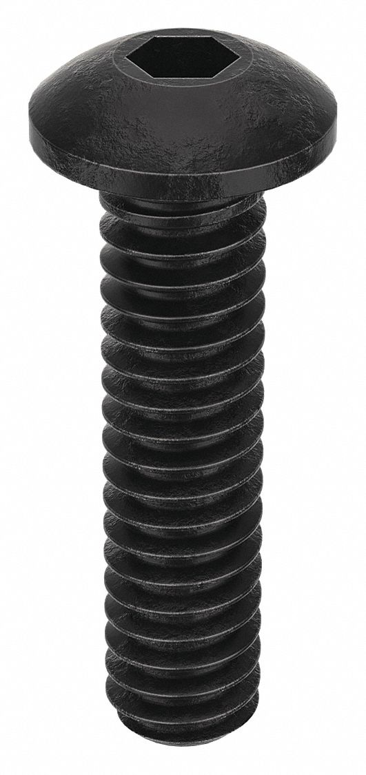 Socket Head Cap Screw: #0-80 Thread Size, 1/4 in Lg, Button, Black Oxide, Alloy Steel, 100 PK