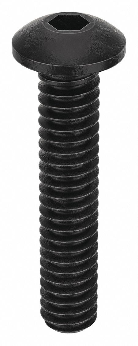 Socket Head Cap Screw: #0-80 Thread Size, 5/16 in Lg, Button, Black Oxide, Alloy Steel, 100 PK