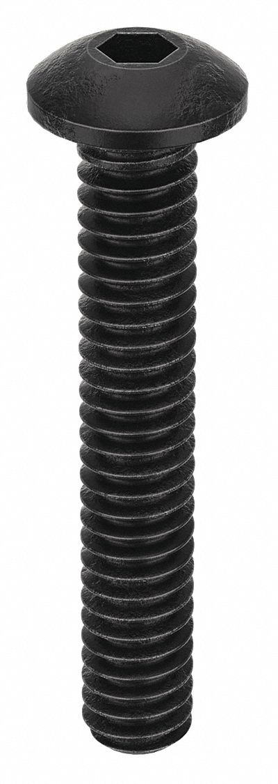 Socket Head Cap Screw: #0-80 Thread Size, 3/8 in Lg, Button, Black Oxide, Alloy Steel, 100 PK