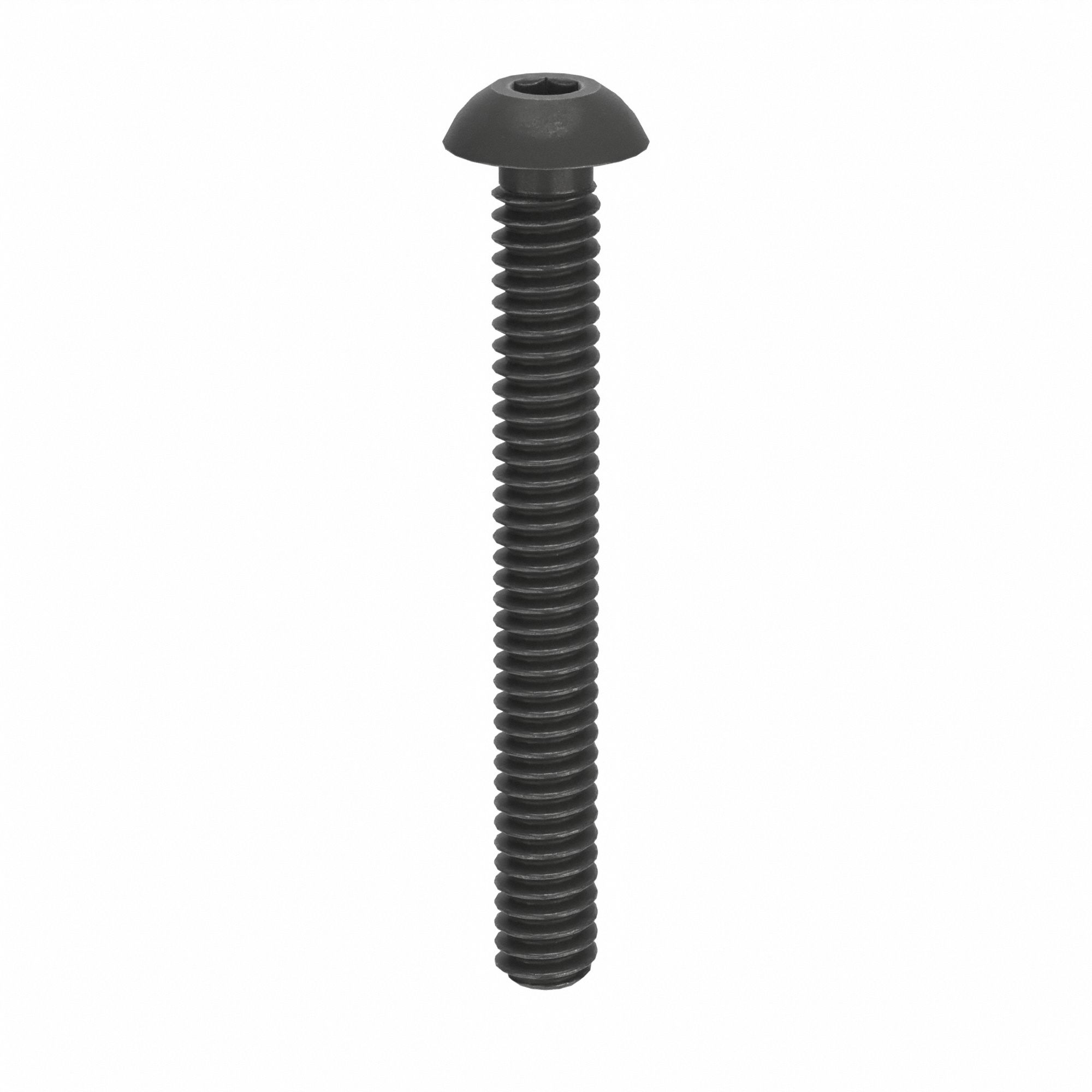 Socket Head Cap Screw: #0-80 Thread Size, 1/2 in Lg, Button, Black Oxide, Alloy Steel, 100 PK