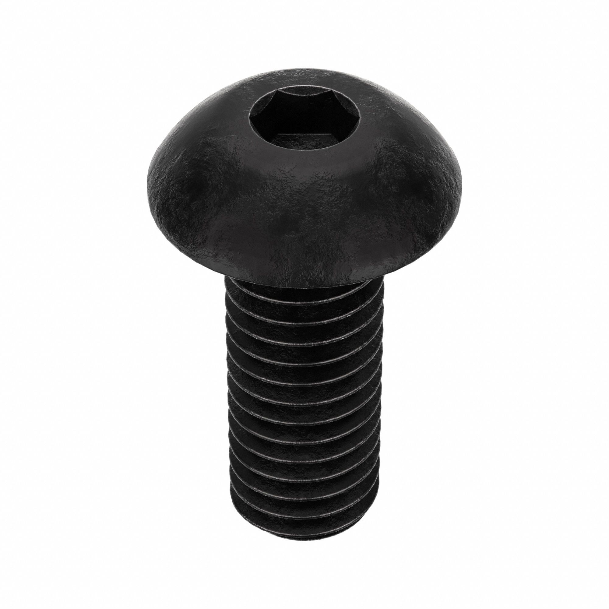 Socket Head Cap Screw: #1-72 Thread Size, 1/2 in Lg, Button, Black Oxide, Alloy Steel, 100 PK