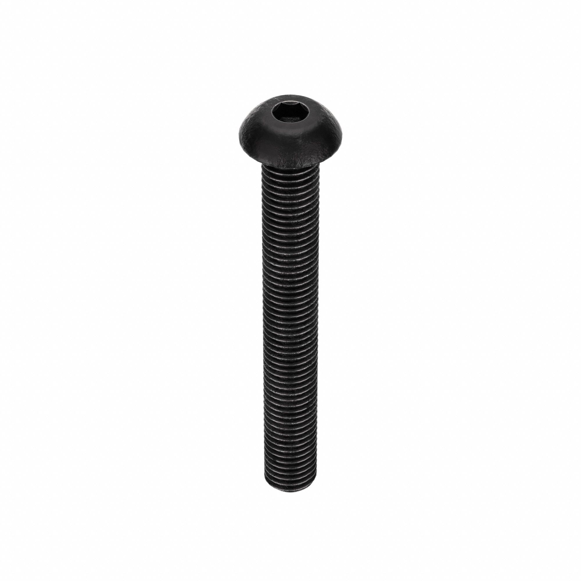 Socket Head Cap Screw: 1/4"-28 Thread Size, 2 in Lg, Button, Black Oxide, Alloy Steel, 50 PK
