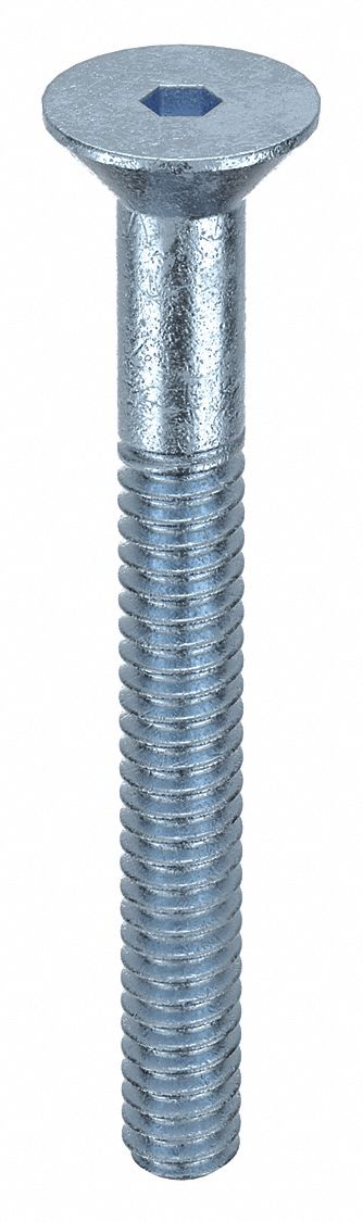Socket Flat Head Screw: #4-40 Thread Size, 1 in Lg, Flat, Zinc Plated, Alloy Steel, 100 PK