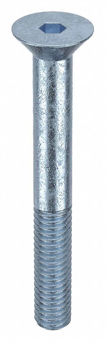 Socket Flat Head Screw: 5/16"-18 Thread Size, 2 1/2 in Lg, Flat, Zinc Plated, Alloy Steel, 25 PK