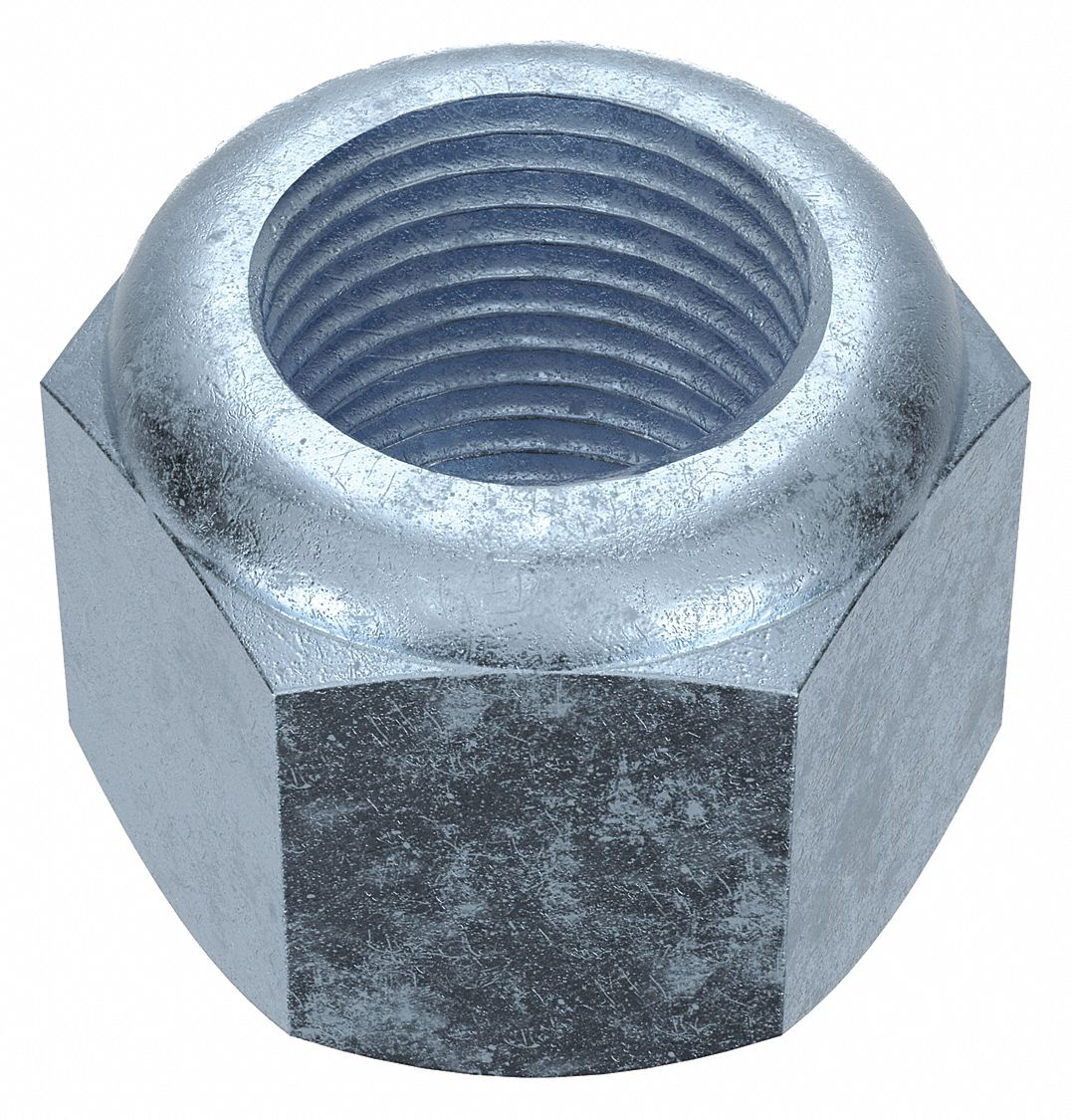 Lock Nut: Nylon Insert, Jam Hex, #10-32 Thread Size, Steel, Grade 2, Zinc-Plated, 100 PK