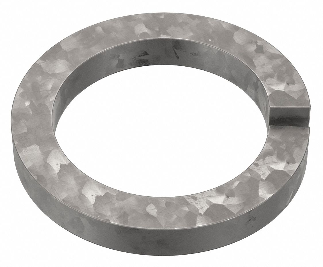 Split Lock Washer: Case Hardened, Hot-Dipped Galvanized, Steel, 2 1/2 in Screw Sz, 5 PK