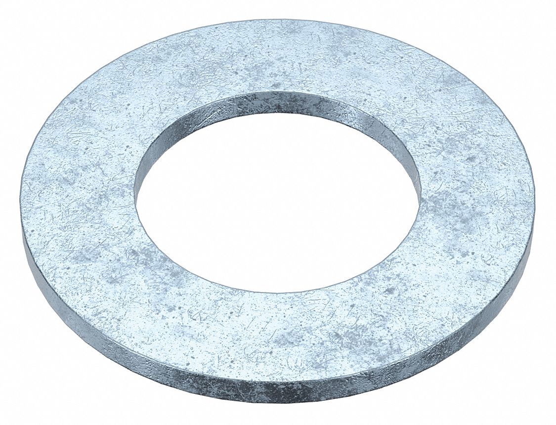 SAE Washer: Case Hardened, Zinc Plated, Steel, 1 1/8 in Screw Sz, 1.25 in In Dia, 5 PK