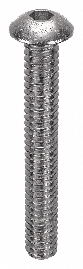 Socket Head Cap Screw: #3-48 Thread Size, 3/4 in Lg, Button, Plain, Stainless Steel, 18-8, 100 PK