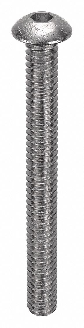 Socket Head Cap Screw: #3-48 Thread Size, 1 in Lg, Button, Plain, Stainless Steel, 18-8, 100 PK