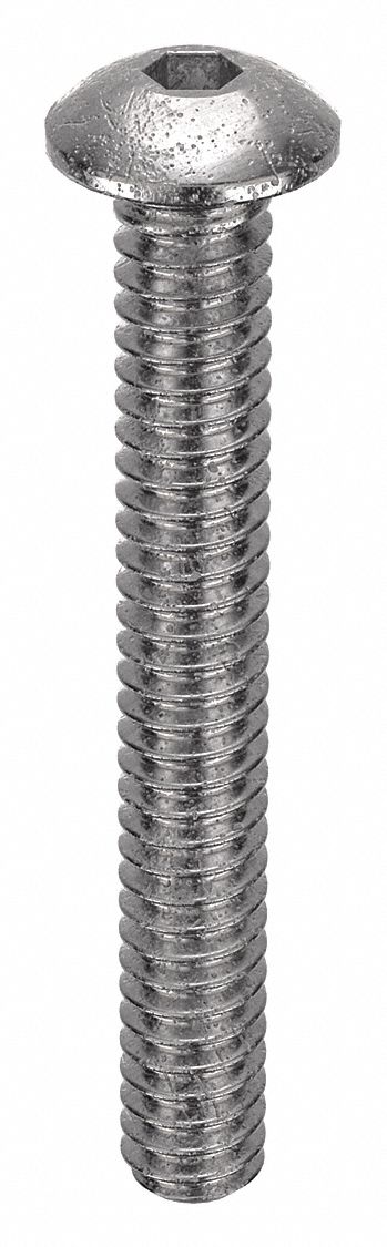 Socket Head Cap Screw: #4-40 Thread Size, 7/8 in Lg, Button, Plain, Stainless Steel, 18-8, 100 PK