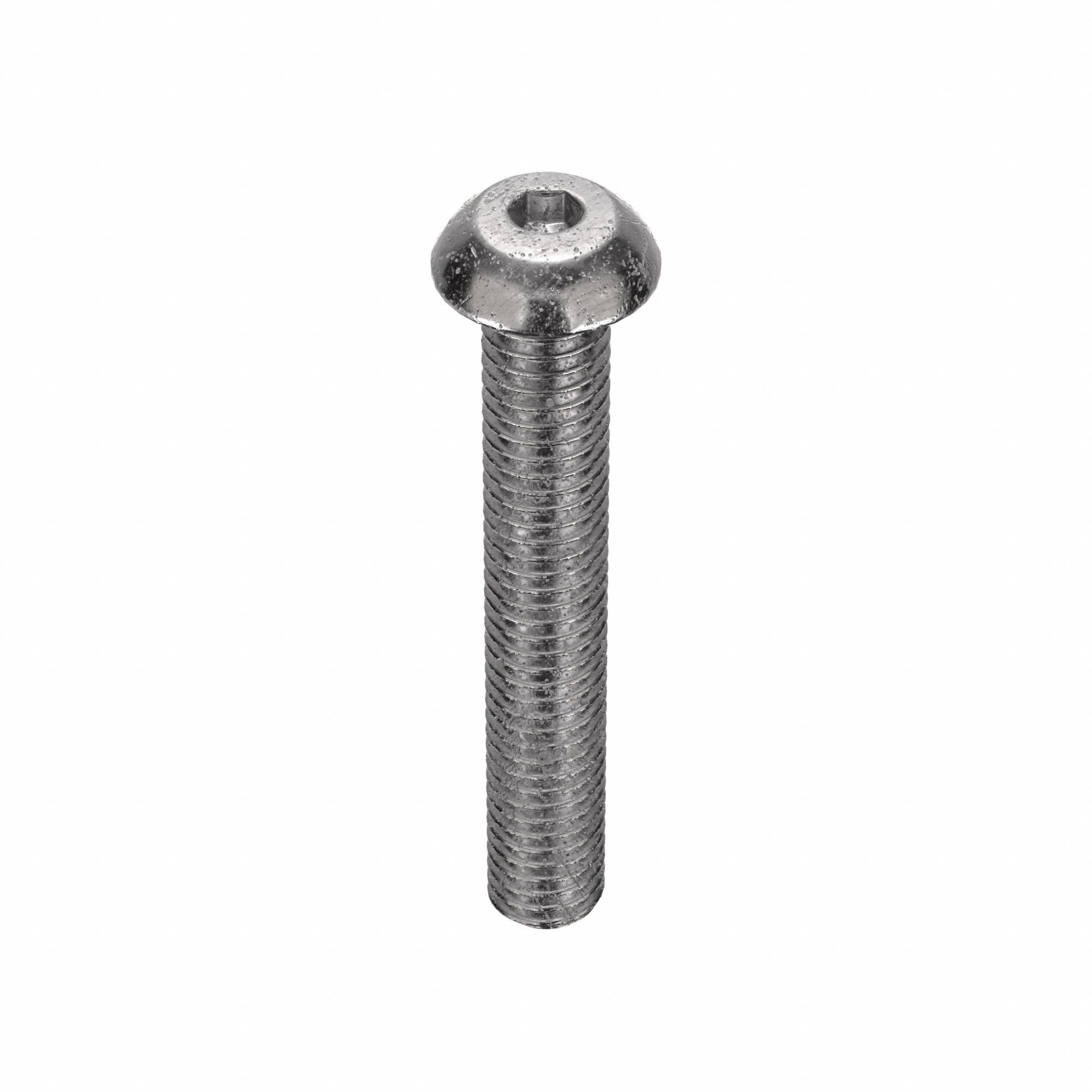 Socket Head Cap Screw: 3/8"-16 Thread Size, 2 1/2 in Lg, Button, Plain, Stainless Steel, 18-8, 25 PK