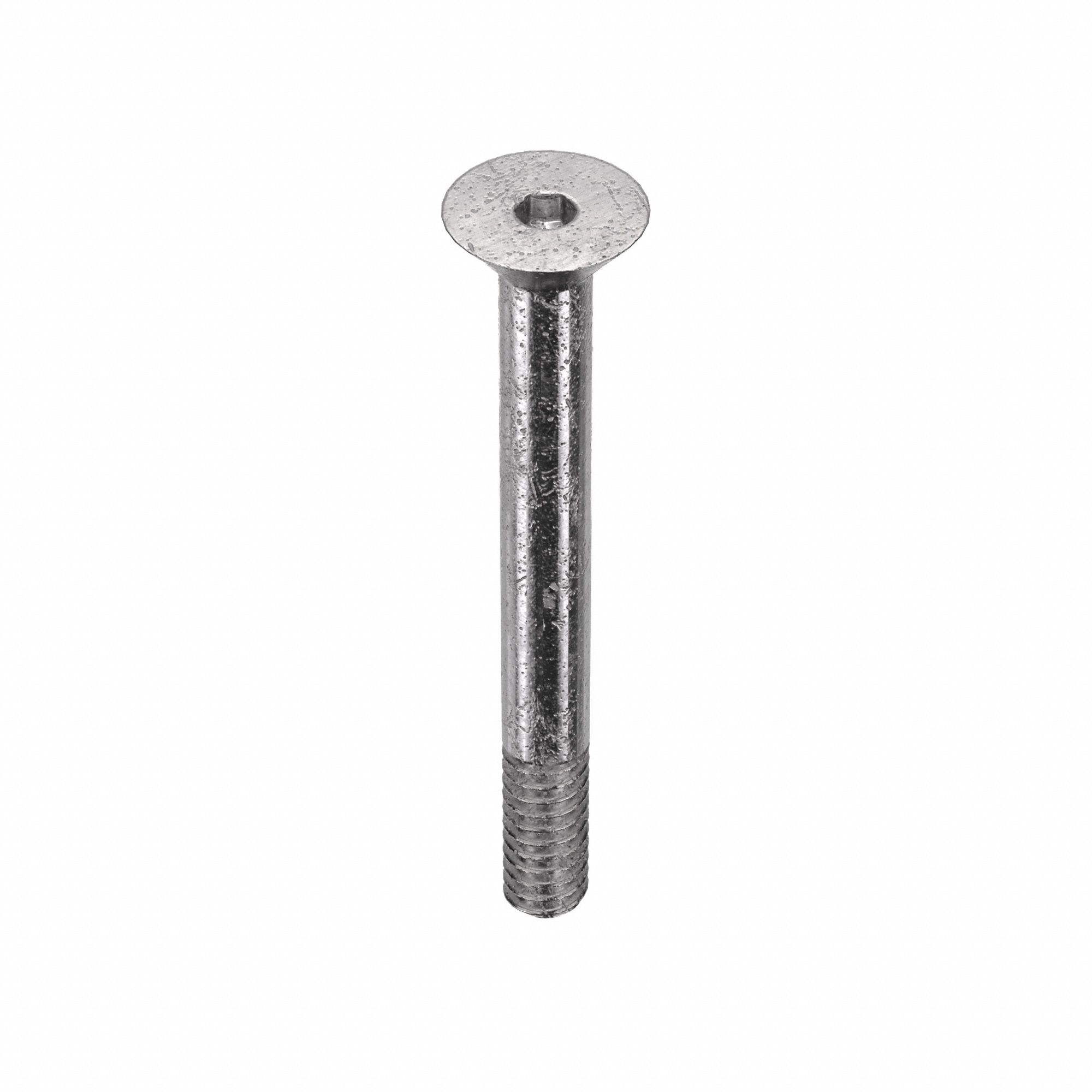 Socket Flat Head Screw: #10-24 Thread Size, 1 3/4 in Lg, Flat, Plain, Stainless Steel, 18-8, 100 PK