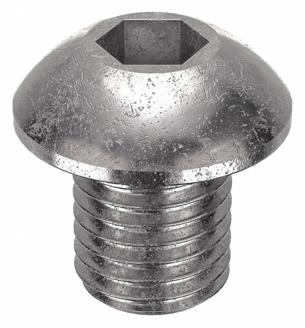 Socket Head Cap Screw: 5/16"-24 Thread Size, 3/8 in Lg, Button, Plain, Stainless Steel, 18-8, 100 PK