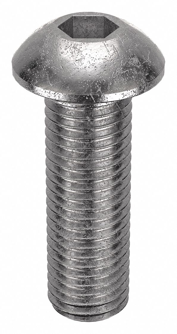 Socket Head Cap Screw: 5/16"-24 Thread Size, 1 in Lg, Button, Plain, Stainless Steel, 18-8, 50 PK
