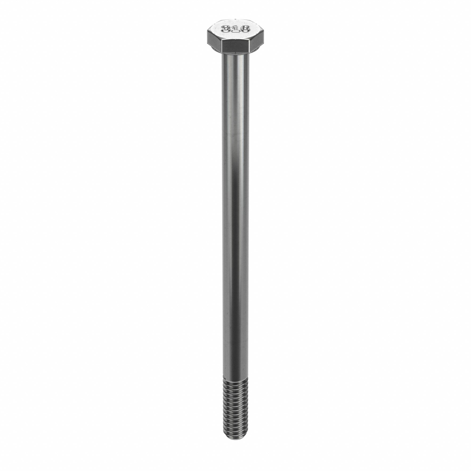 Hex Head Cap Screw: Stainless Steel, 316, Plain, 1/4"-20, Coarse, 4 1/2 in lg, Inch, 25 PK