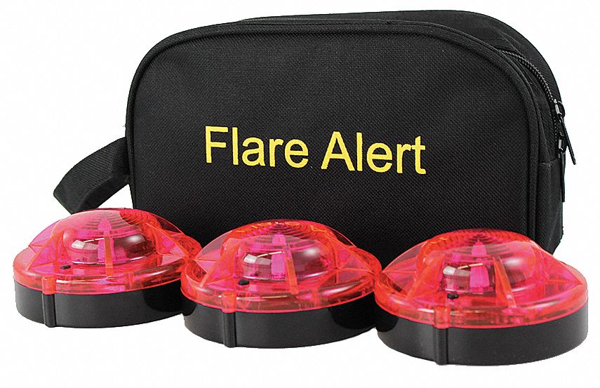 LED Road Flare Kit: Puck LED Flare, 3 Flares Included, Red