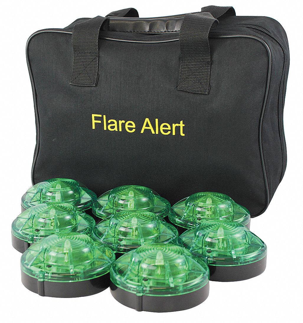 LED Road Flare Kit: Puck LED Flare, 8 Flares Included, Green