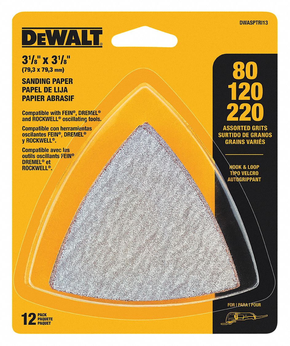 DEWALT Sanding Paper, Aluminum Oxide, PK 12 29DY42DWASPTRI3 Grainger