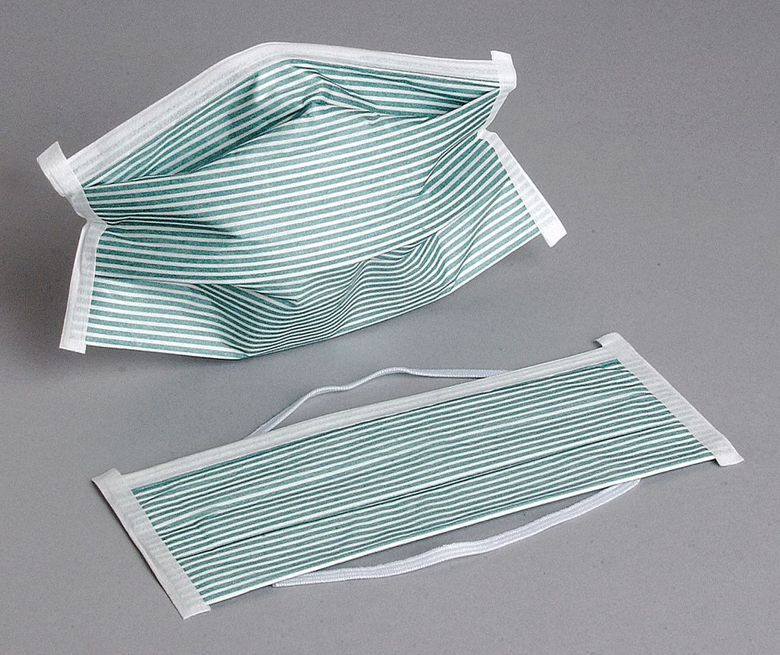 Disposable Respirator: Flat-Fold, M Mask Size, Dual, Adj, Metal Nose Clip, Std, Green, 210 PK