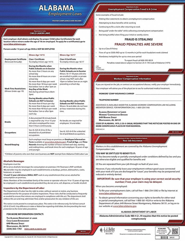 Labor Law Poster State Labor Law AL