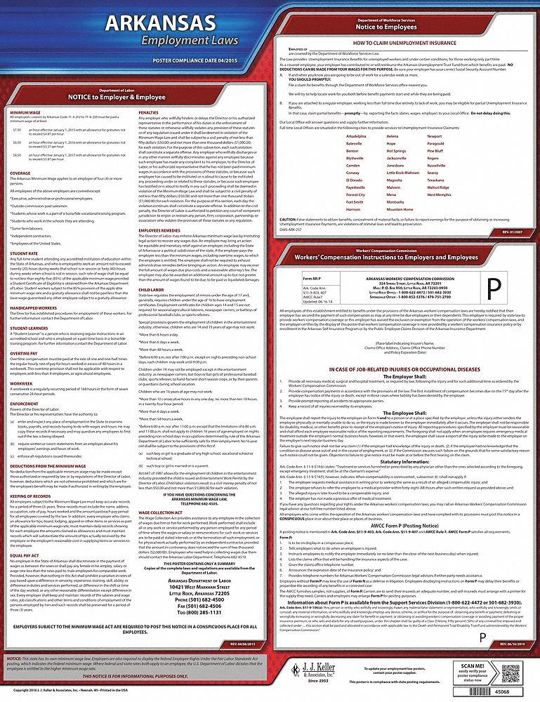 Labor Law Poster State Labor Law AR