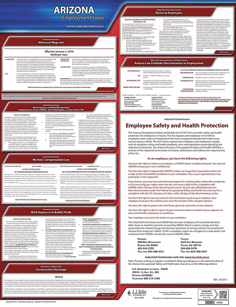 Labor Law Poster State Labor Law AZ