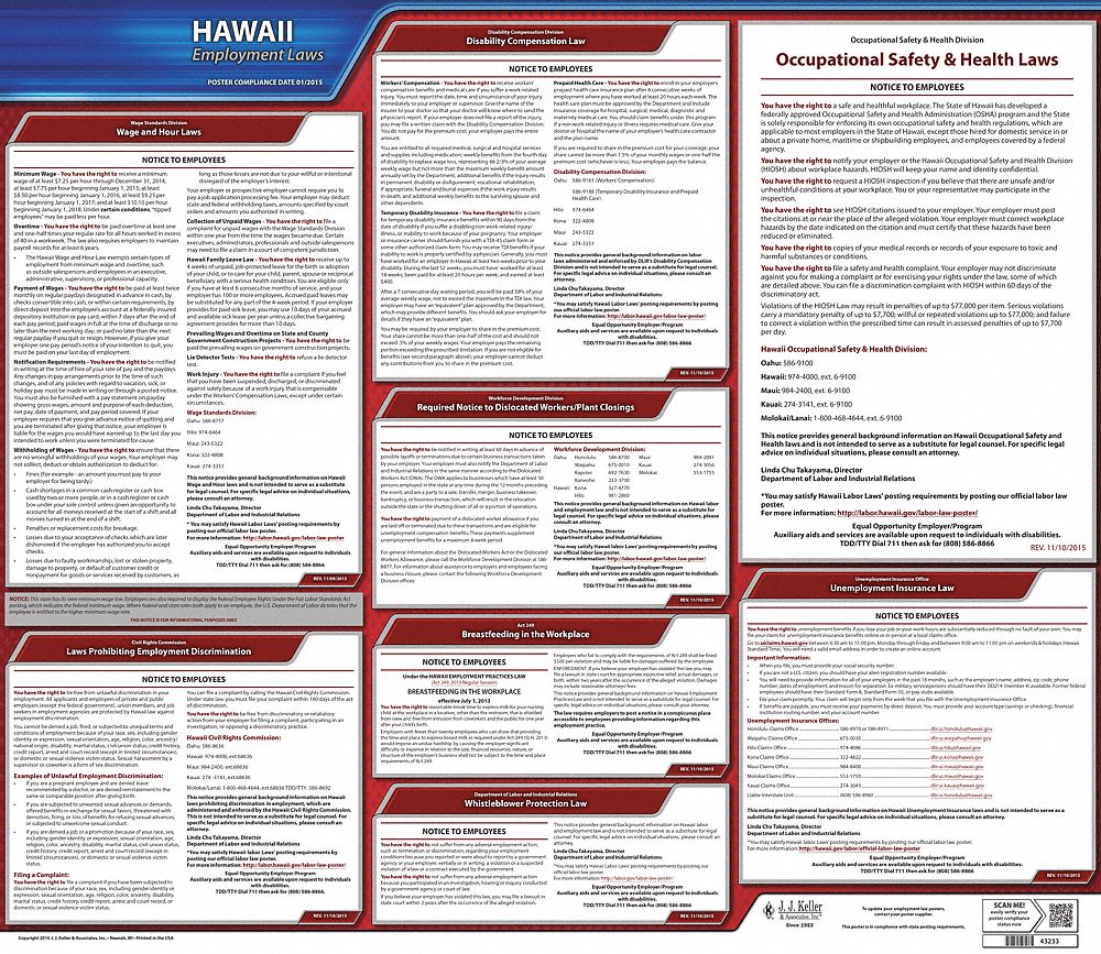 Labor Law Poster State Labor Law HI