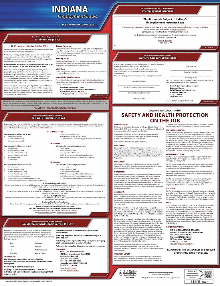 Labor Law Poster State Labor Law IN