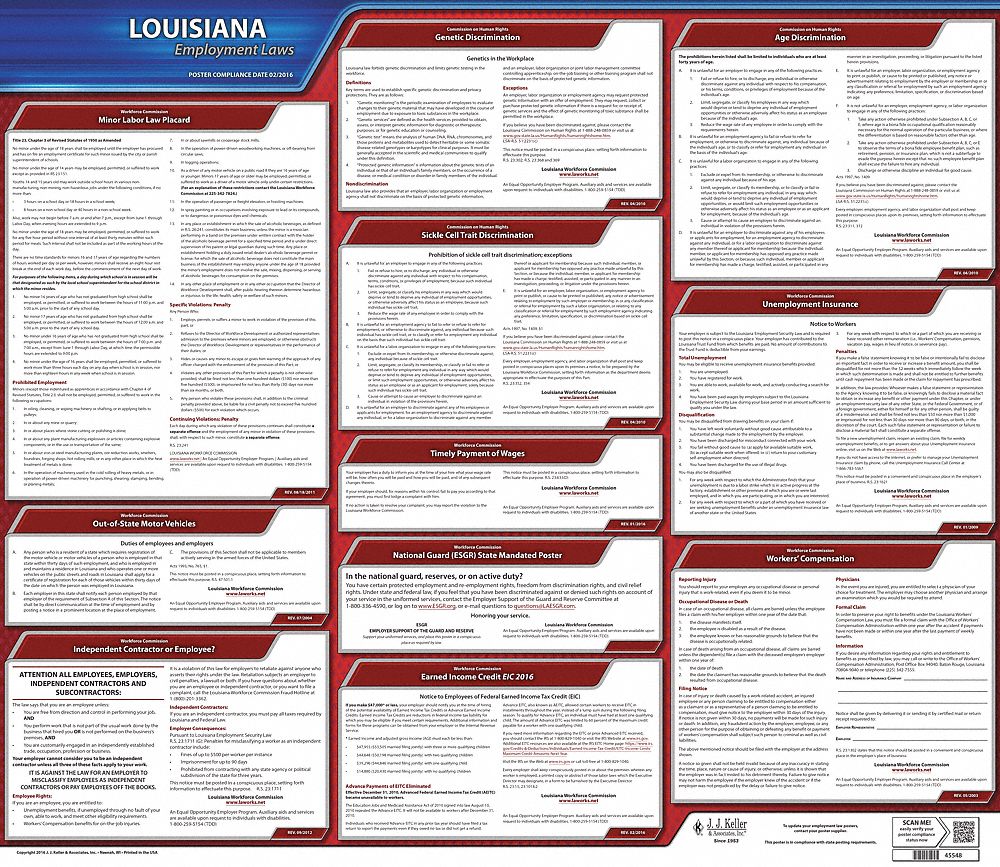 Labor Law Poster State Labor Law LA