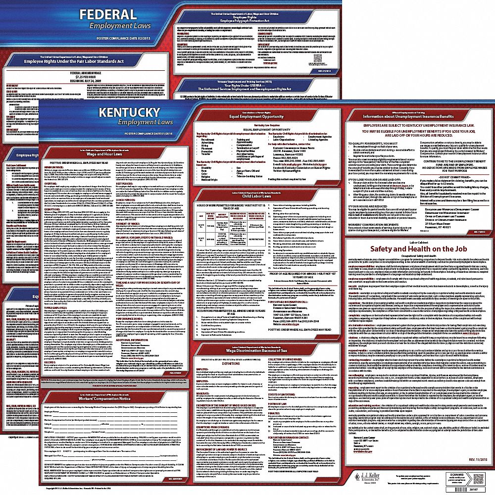 Labor Law Poster Kit: Federal and State Labor Law, KY, English, Plastic, 27 in x 27 in