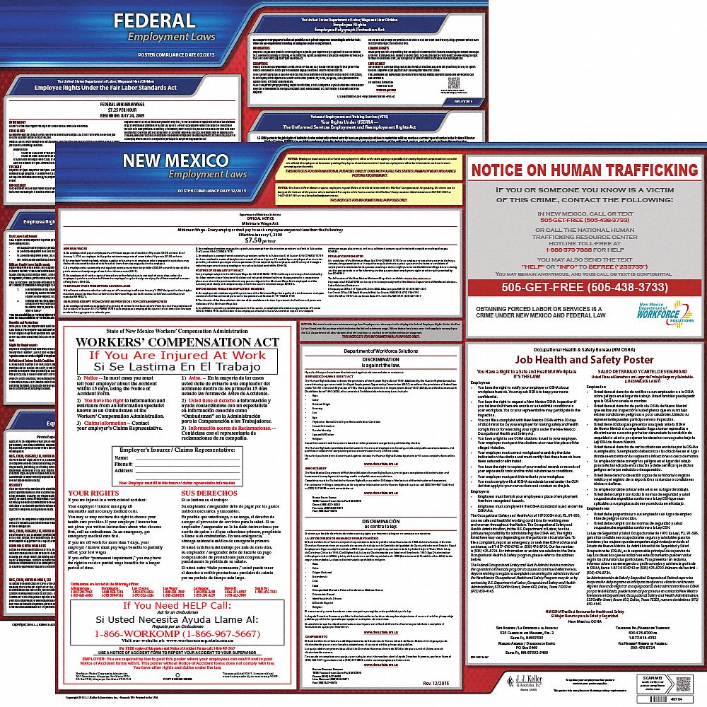 Labor Law Poster Kit: Federal and State Labor Law, NM, English, Plastic, 27 in x 27 in
