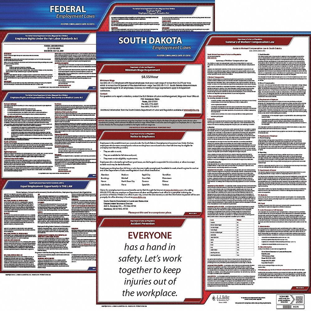 Labor Law Poster Kit: Federal and State Labor Law, SD, English, Plastic, 19 in x 27 in