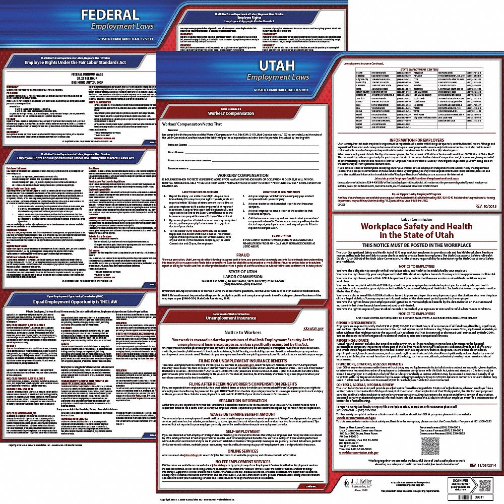 Labor Law Poster Kit: Federal and State Labor Law, UT, English, Plastic, 19 in x 27 in