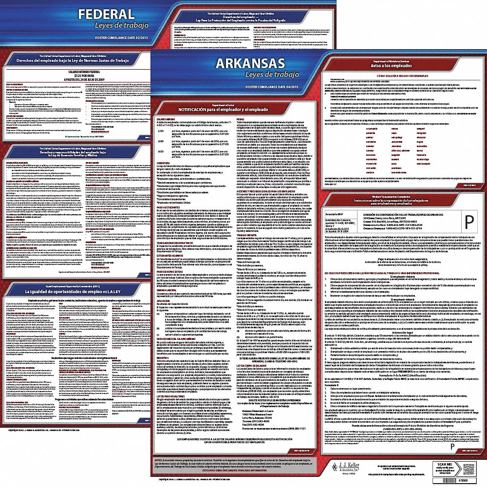 Labor Law Poster Kit: Federal and State Labor Law, AR, Spanish, Plastic, 19 in x 27 in