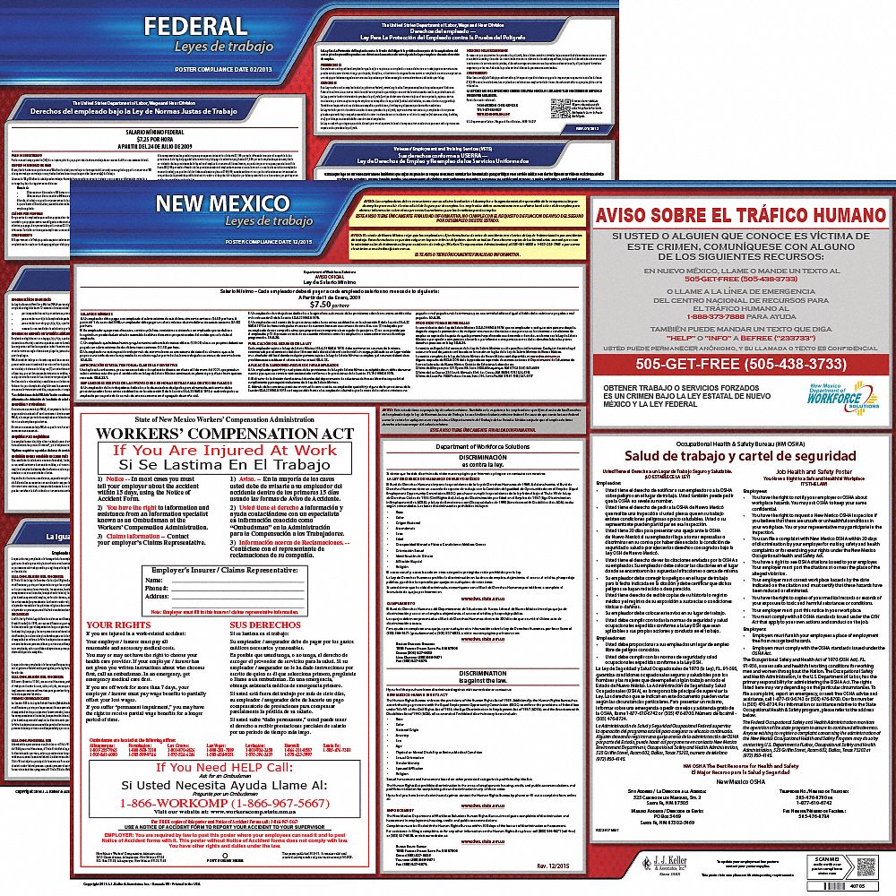 Labor Law Poster Kit: Federal and State Labor Law, NM, Spanish, Plastic, 27 in x 27 in