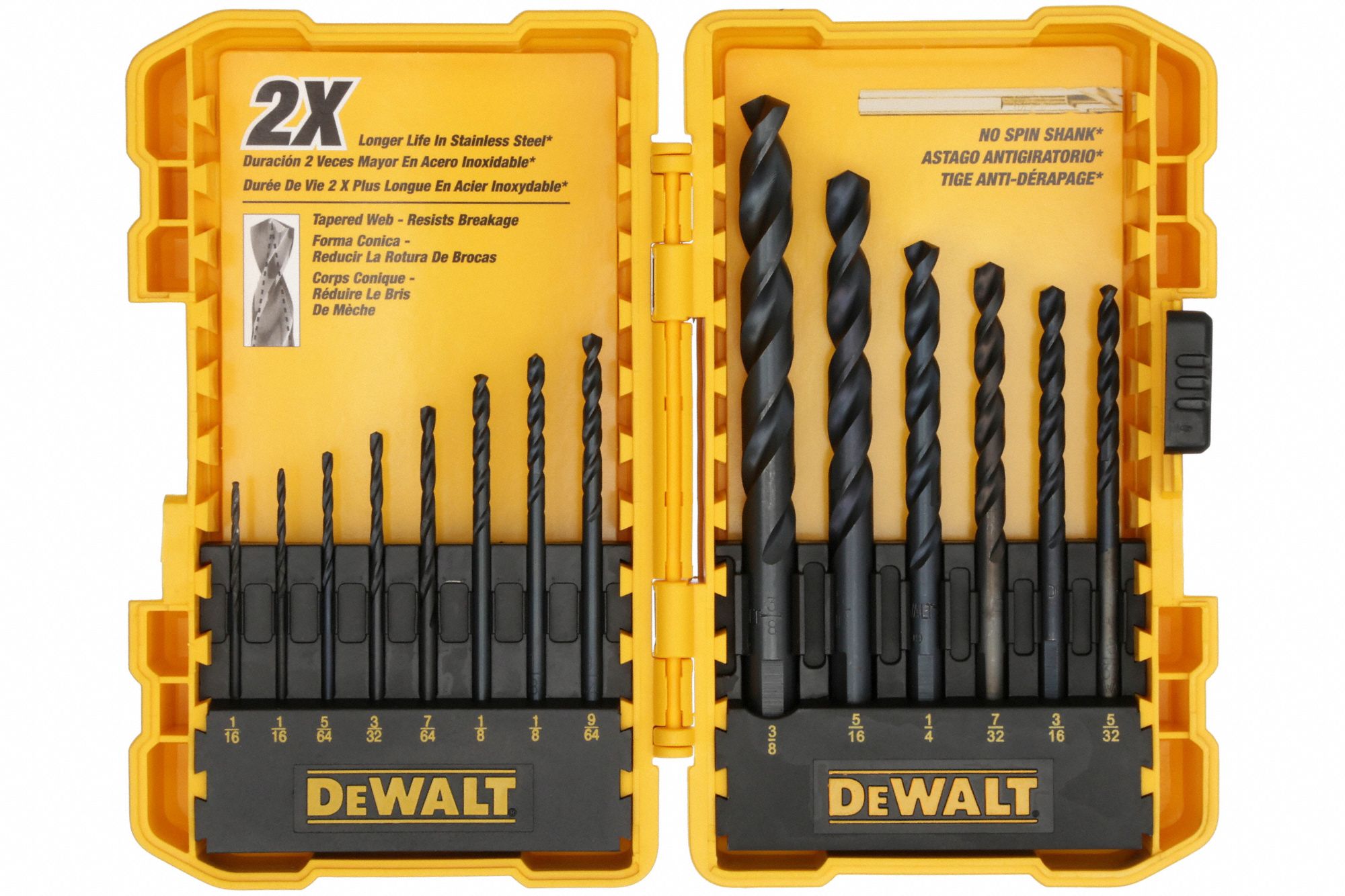 DEWALT Jobber Length Drill Set: 1/16 in Smallest Drill Bit Size, 3/8 in  Largest Drill Bit Size