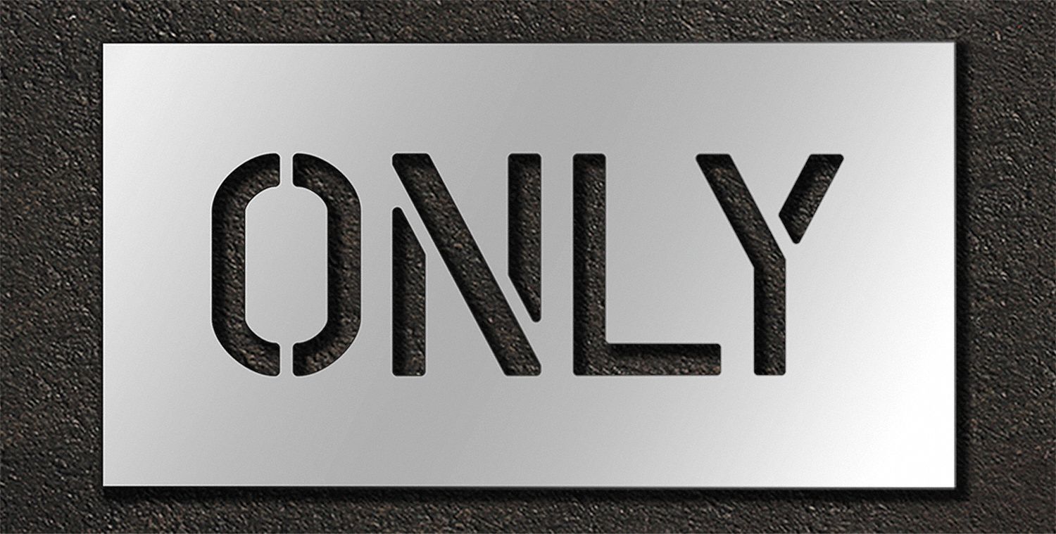 Individual Stencil: Only, 0.063 in Thick, 12 in Overall Ht, 25 in Overall Wd, Highway Gothic