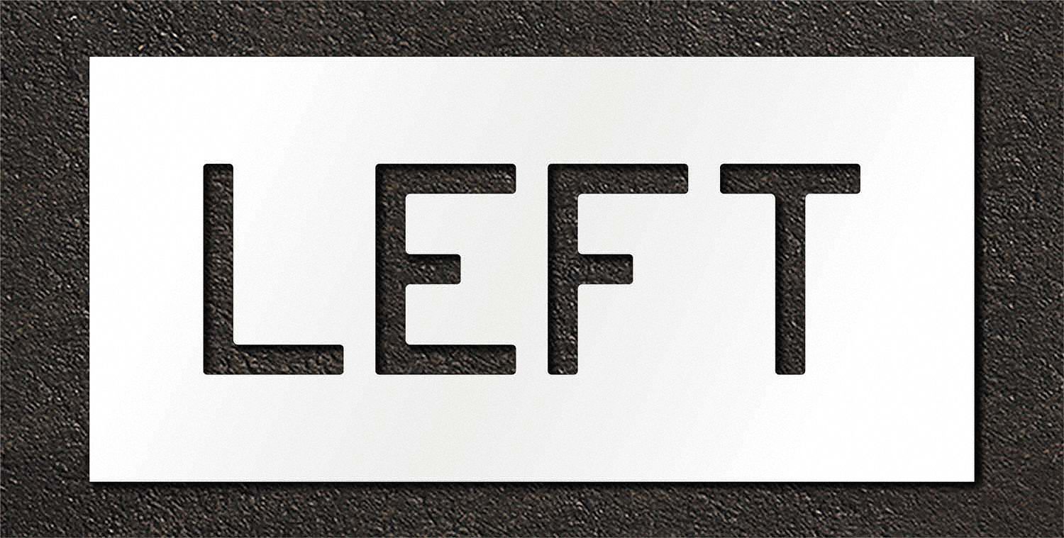 Individual Stencil: Left, 0.063 in Thick, 12 in Overall Ht, 25 in Overall Wd, Highway Gothic