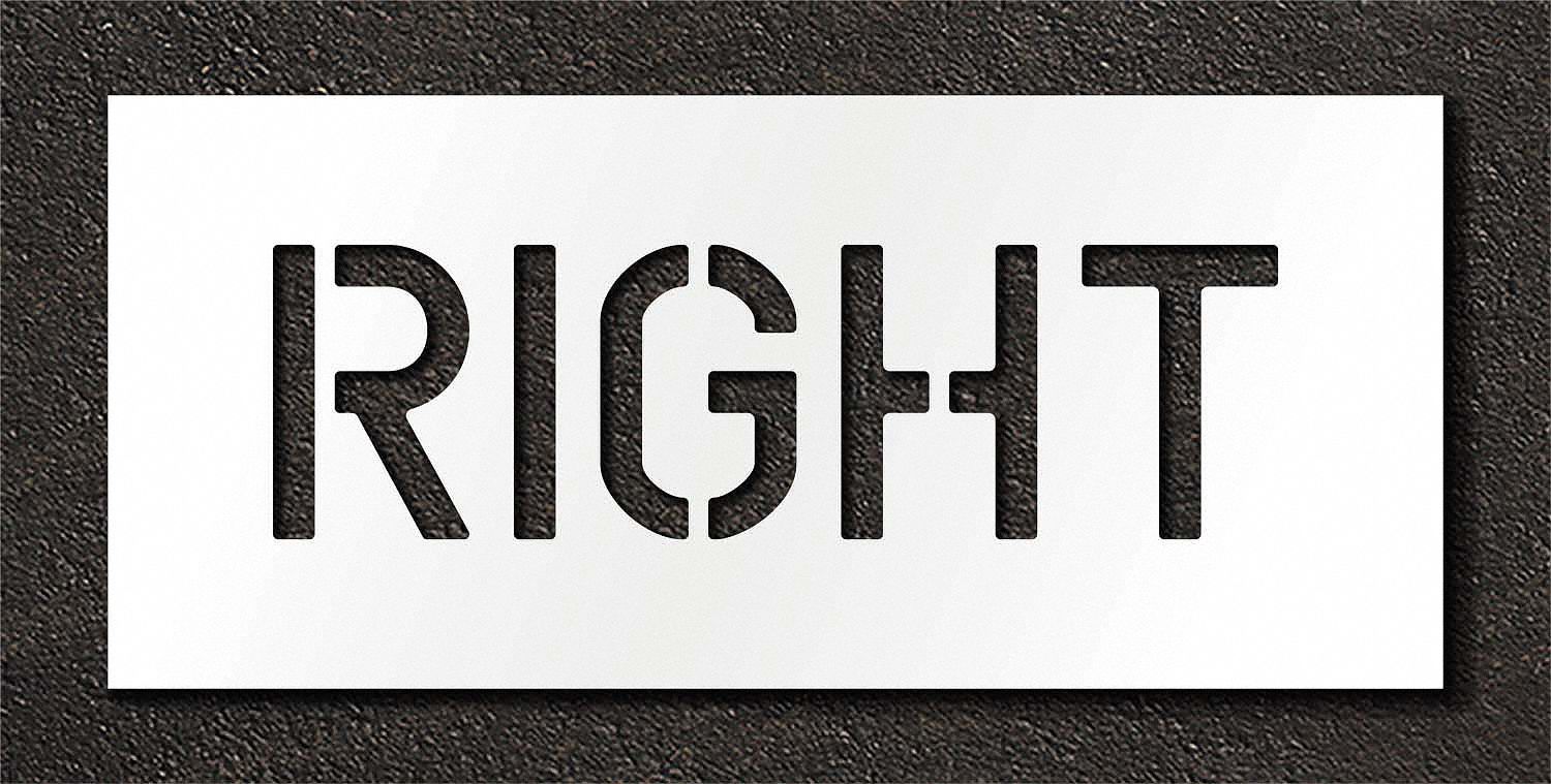 Individual Stencil: Right, 0.063 in Thick, 12 in Overall Ht, 30 in Overall Wd, Highway Gothic