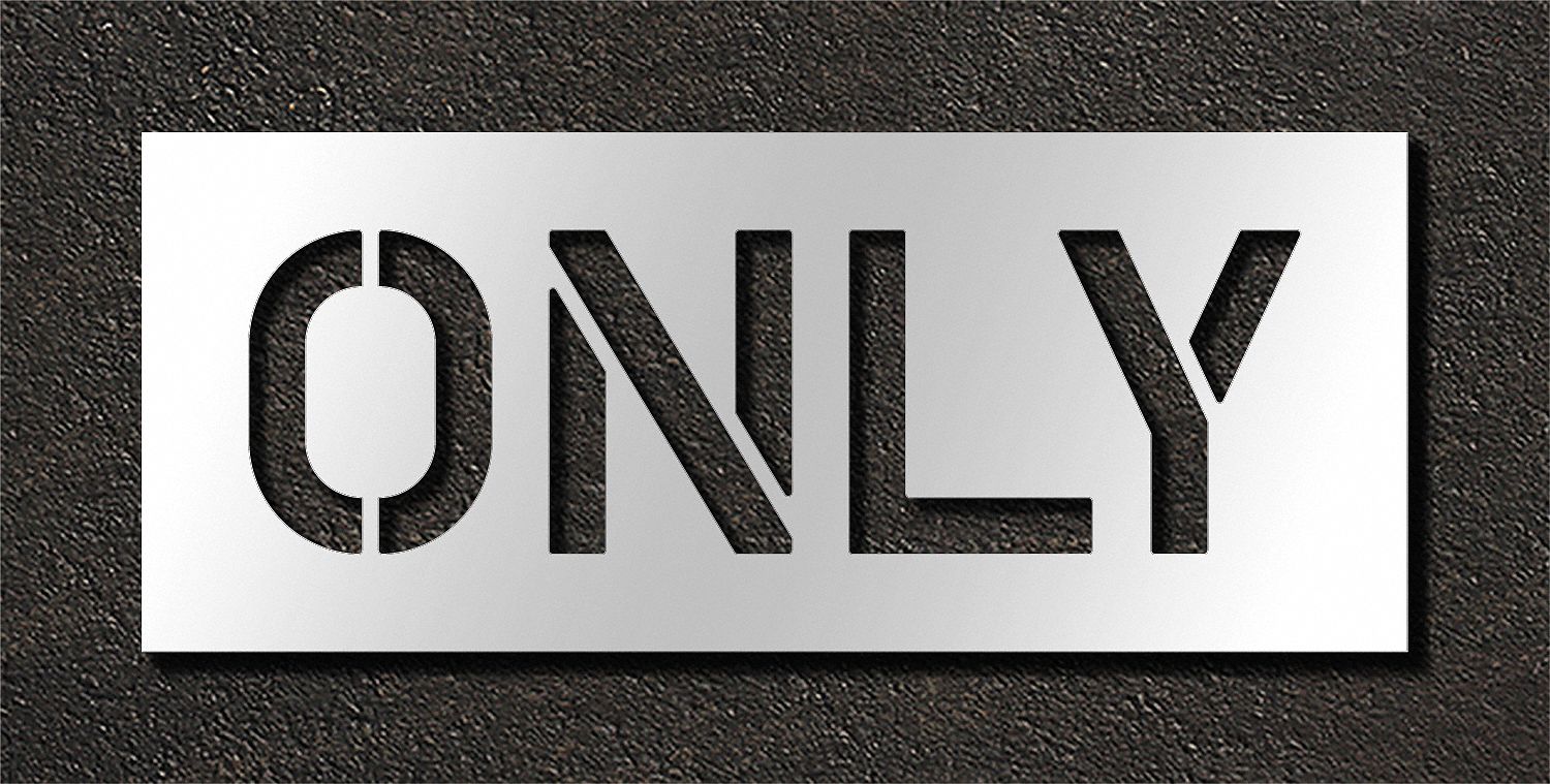 Individual Stencil: Only, 0.063 in Thick, 16 in Overall Ht, 39 in Overall Wd, Highway Gothic