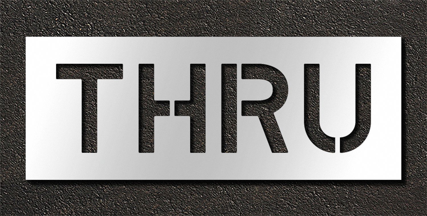 Individual Stencil: Thru, 0.063 in Thick, 16 in Overall Ht, 42 in Overall Wd, Highway Gothic