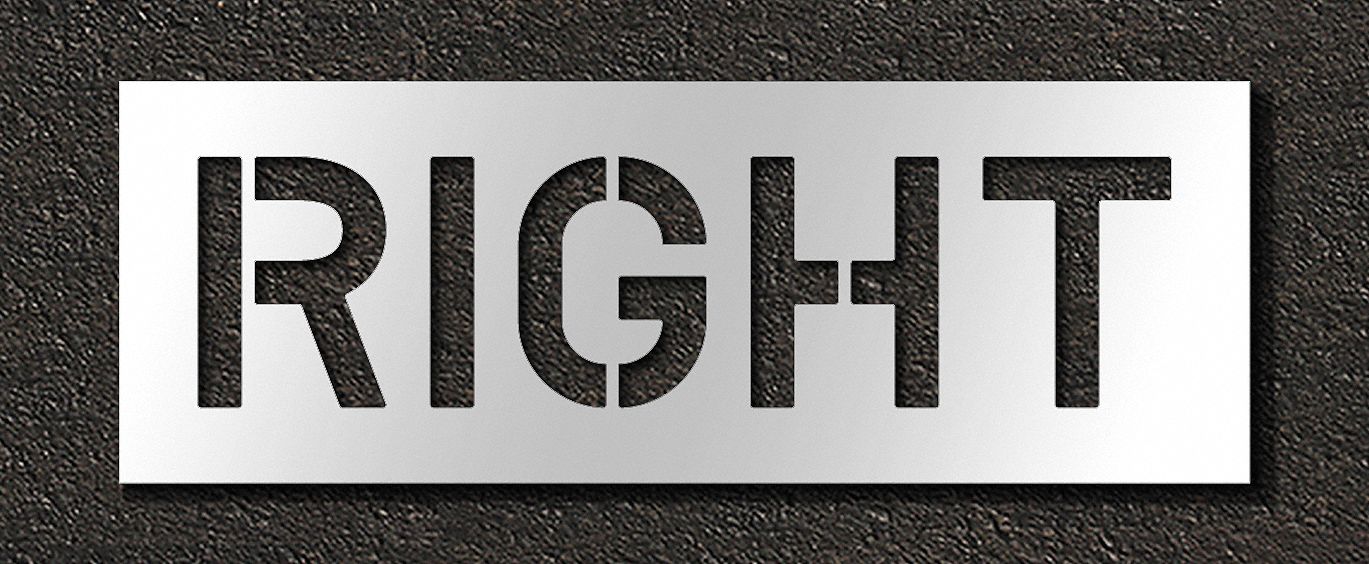Individual Stencil: Right, 0.063 in Thick, 16 in Overall Ht, 45 in Overall Wd, Highway Gothic