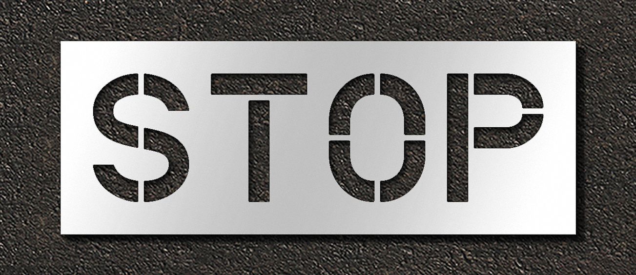 Stop, 0.063 In Thick, Pavement Stencil - 29el24