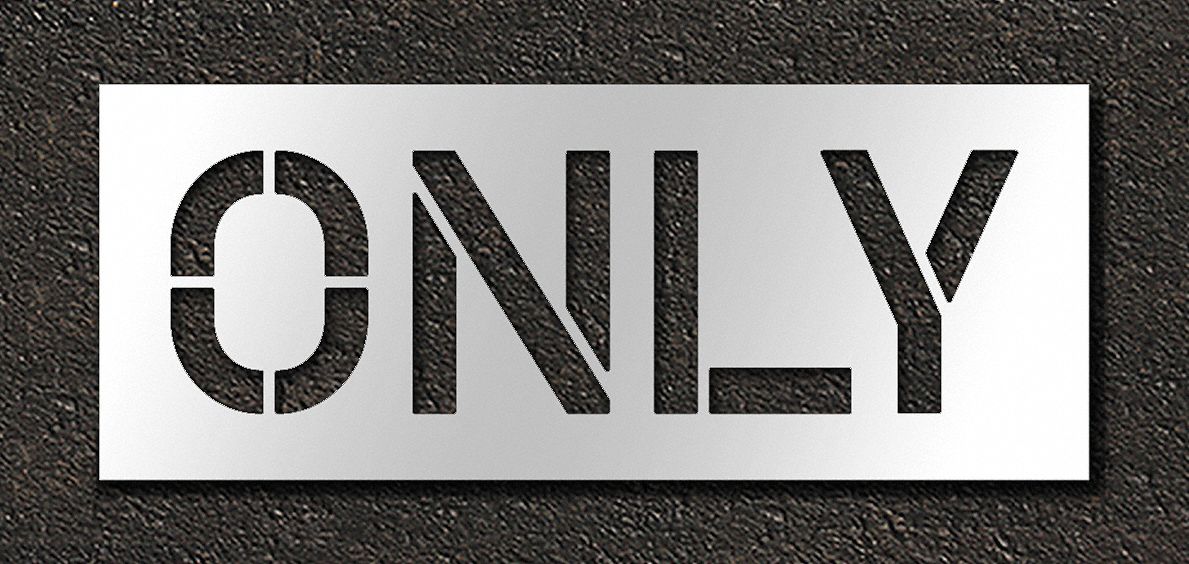 Individual Stencil: Only, 0.063 in Thick, 18 in Overall Ht, 45 in Overall Wd, Highway Gothic