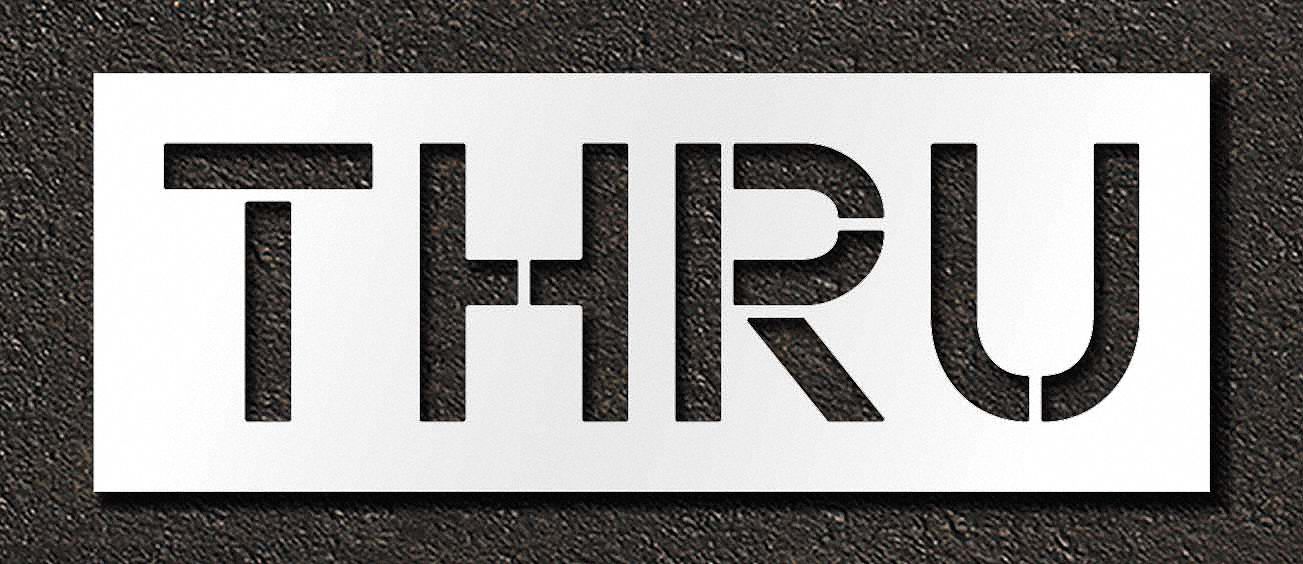 Individual Stencil: Thru, 0.063 in Thick, 18 in Overall Ht, 48 in Overall Wd, Highway Gothic