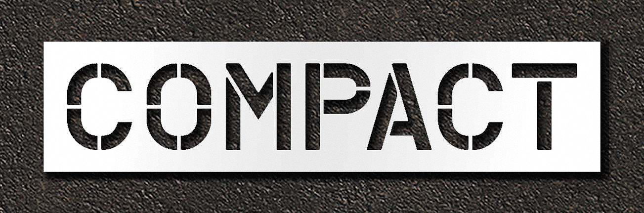 Individual Stencil: Compact, 0.063 in Thick, 18 in Overall Ht, 77 in Overall Wd, Highway Gothic
